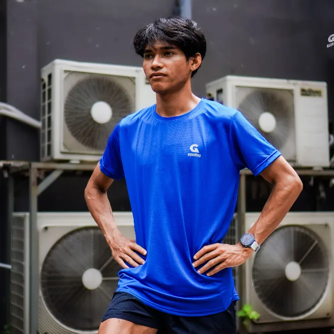 Grygera Jersey Running Pace On Tee Ocean Blue
